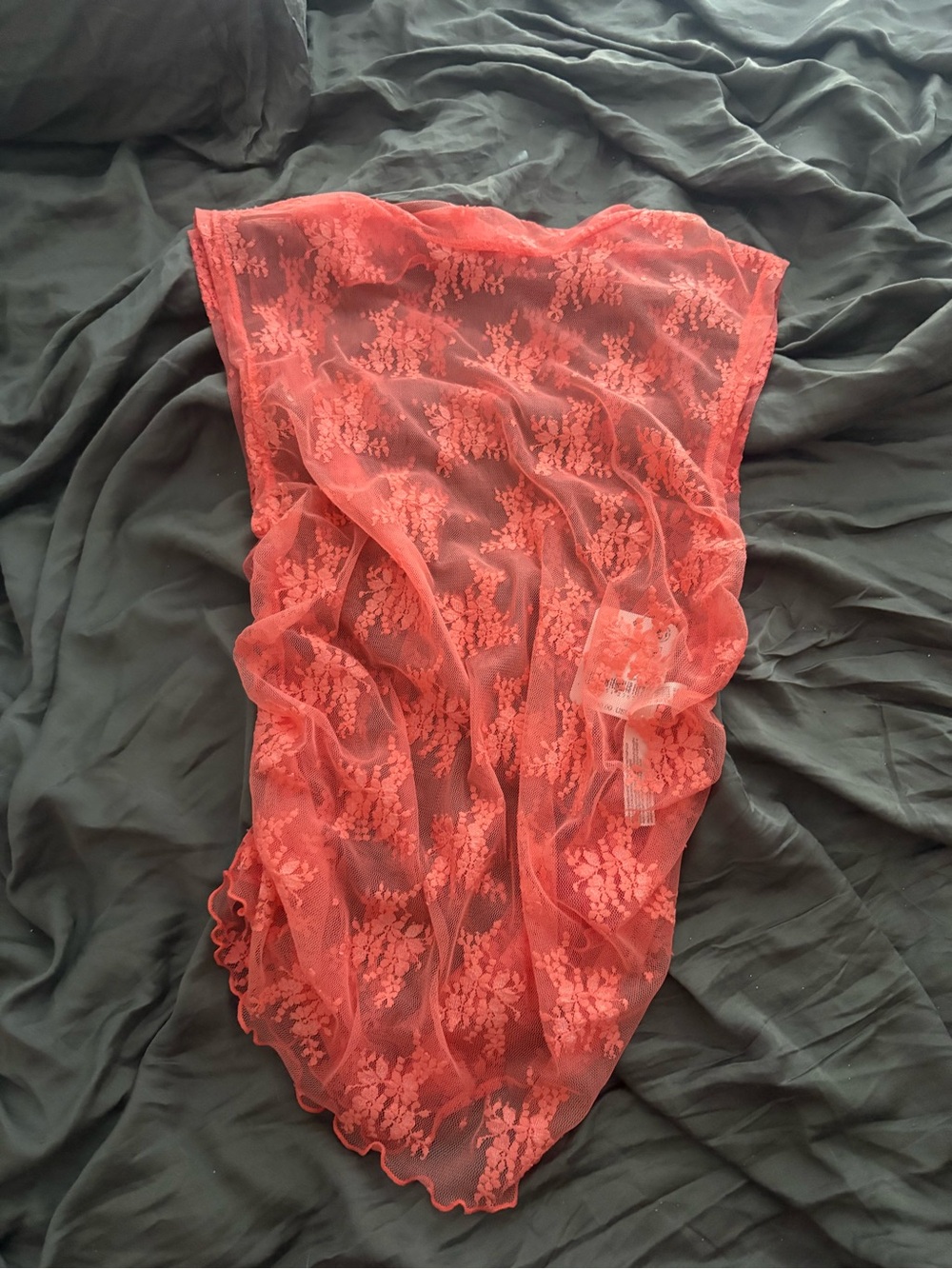 Sheer Lace Chemise - Coral Red Free People